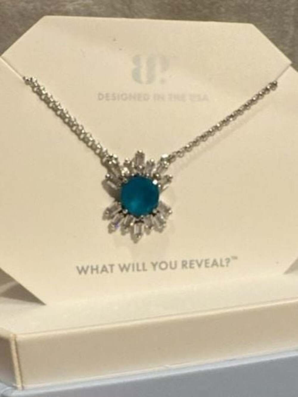 BP OG Necklace Drama on Arrival Created Paraiba Tourmaline on Rhodium